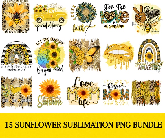 Sunflower sublimation PNG bundle, Birth Flower Clipart, Sunflower Bundle png, Flower png, Sunflower png File, Love, install download.