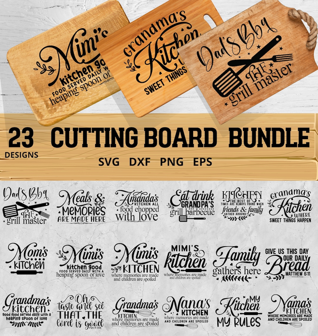 Cutting Board Bundle SVG, Cutting Board Stencils Bundle Kitchen Svg ...