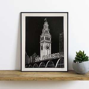 Port of San Francisco — Hand Carved & Relief-Printed, 11x14 inches