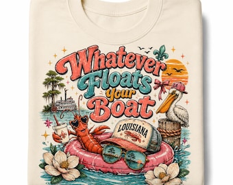 Louisiana Summer Crawfish PNG, Retro Bayou Sublimation Design (Digital Download)