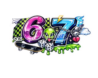 Y2K Alien Skater Tumbler Wrap | Retro 6 7 Design (Digital Download)