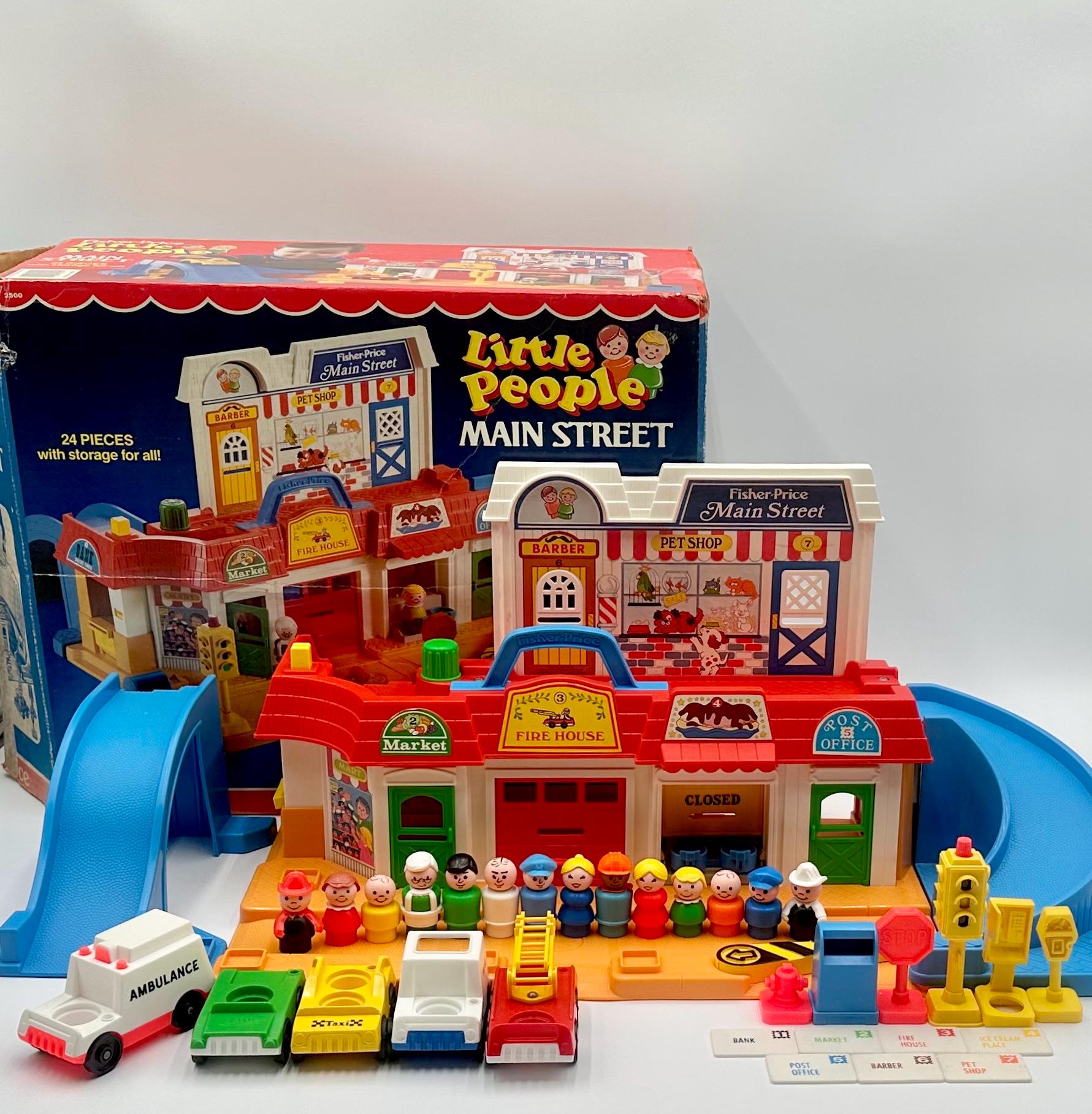 Vintage Fisher-price Little People Main Street #2500 Complete With