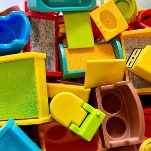 Vintage Fisher-Price Play Family/ little People House Accessories Chairs, Beds, Coffee tables ect…