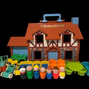 Vintage Fisher-price Play Family Brown House #952 Complete