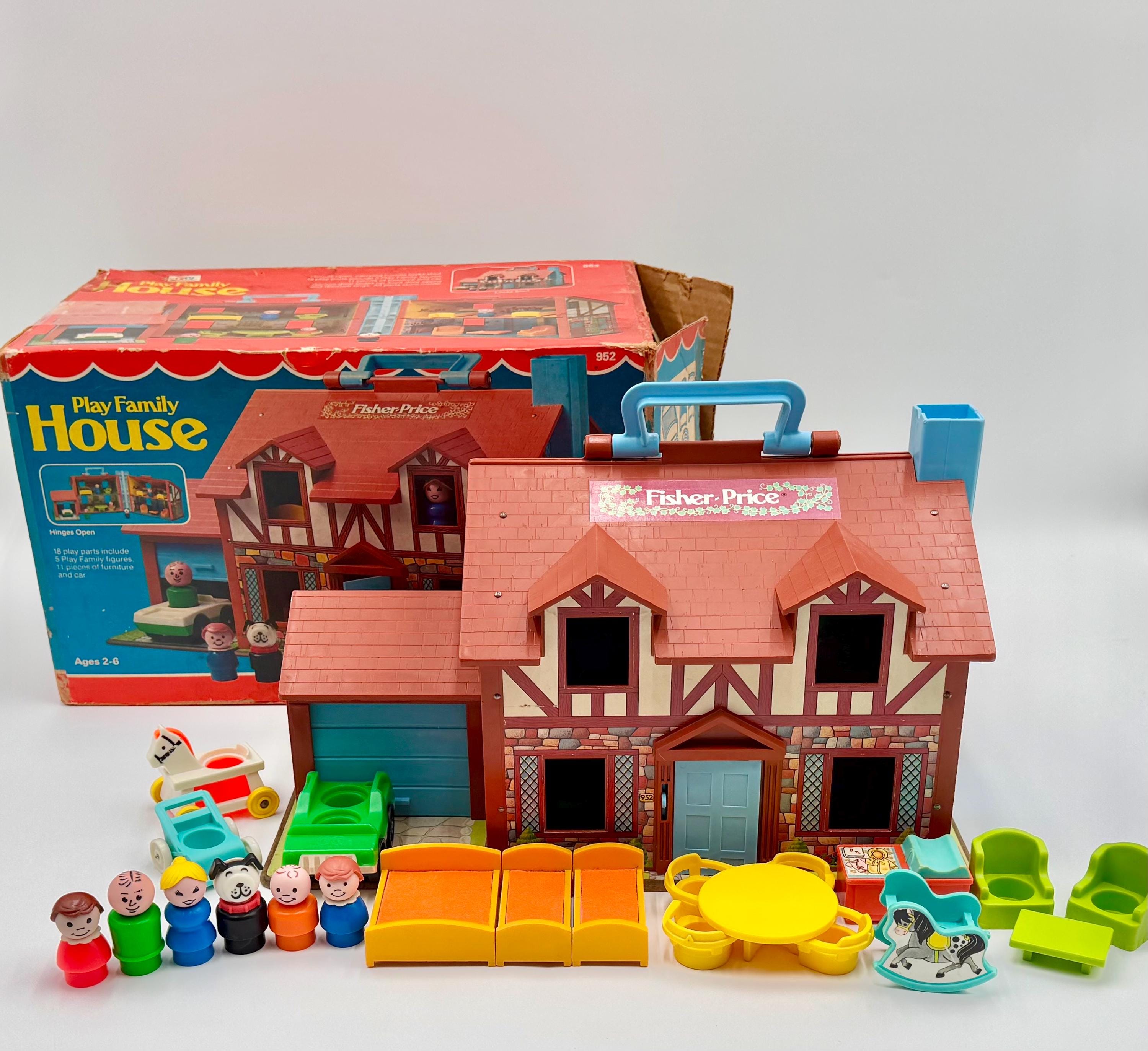 Little People FamilyHouse (B) / リトルピープル Vintage Fisher-price Little People Play Family Brown Tudor House