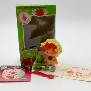 Vintage Kenner 1982 Classic Strawberry Shortcake Friend Apple Dumplin with Pet Tea Time Turtle in Open Box No.43050