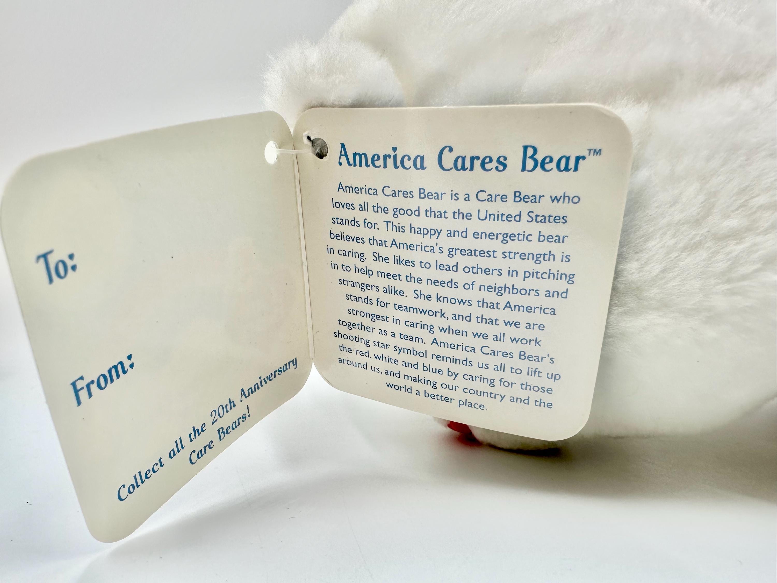 Vintage 2002 20th Anniversary Care Bear America Cares With Tag 13