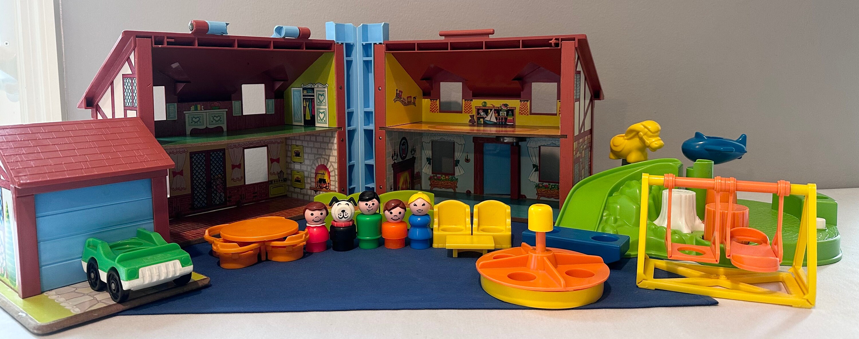 Vintage Fisher price Play Family Brown House 952 Complete 2525 Playground Etsy