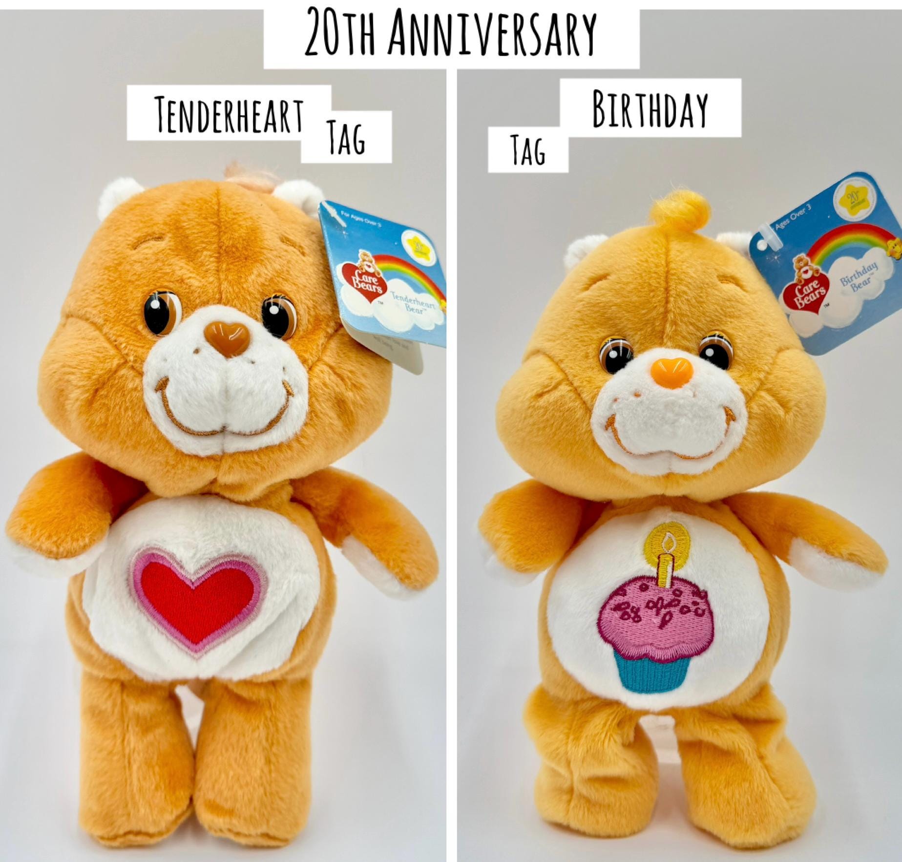 ビンテージ　ケアベア　9体 2000年代のヴィンテージ8～9インチケアベア、20周年記念、カールトン
