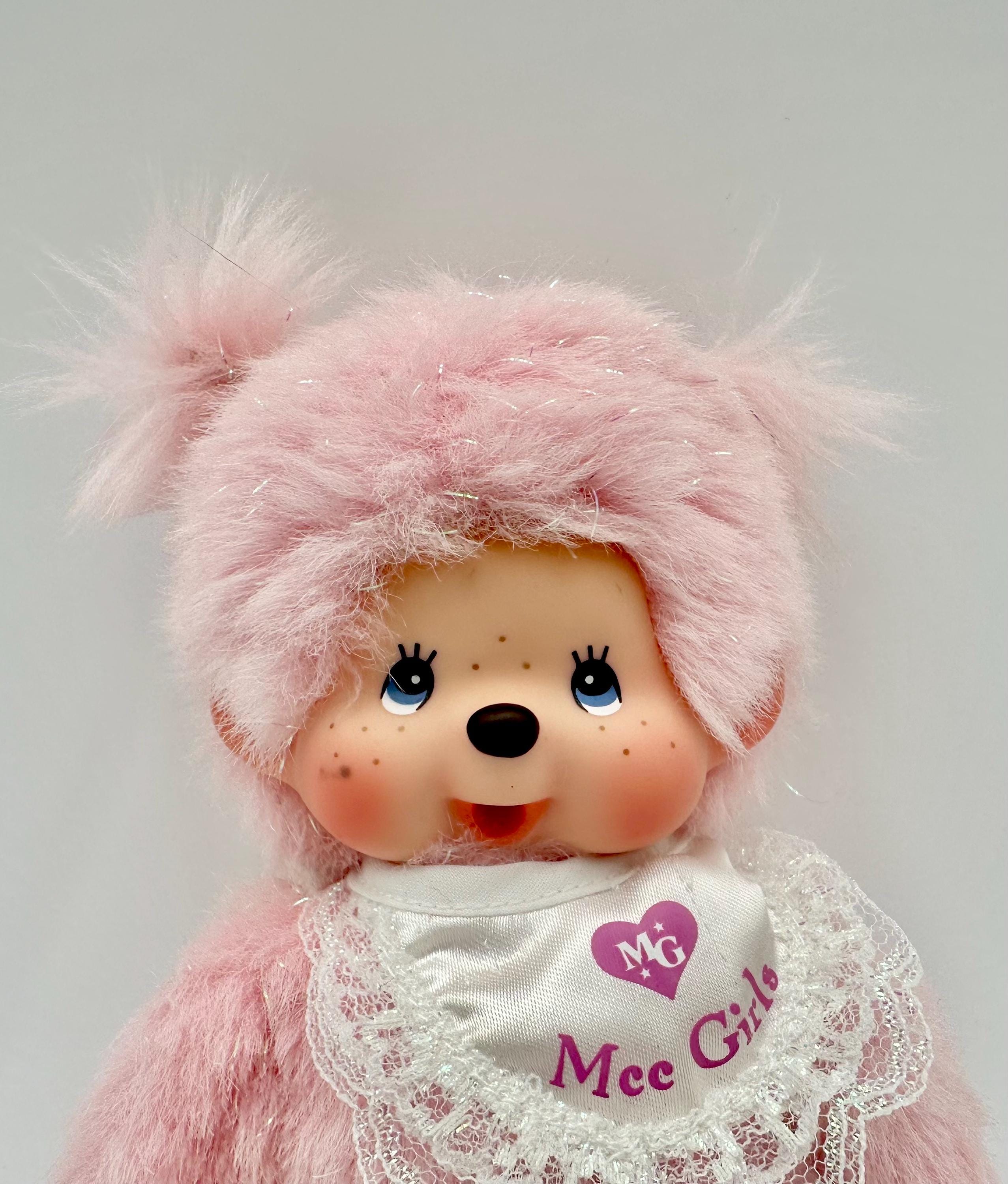 Vintage 1974 Sekiguchi 8 pulgadas Mee Girls Pink Glitter MONCHICHI