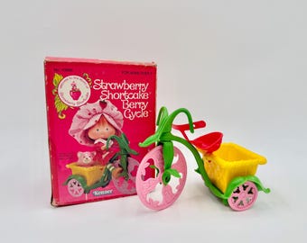 1982 No. 43990 Strawberry Shortcake Berry Cycle completo con caja, Strawberry Shortcake y natillas