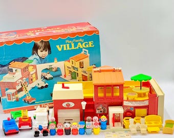 Vintage Fisher-Price #997 Play Family Village COMPLETE with Box and Extras