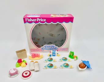 Vintage 1996 Fisher-Price Dream Doll House  Fun with Food Set #74607 Complete in Open Box 14 Piece Set