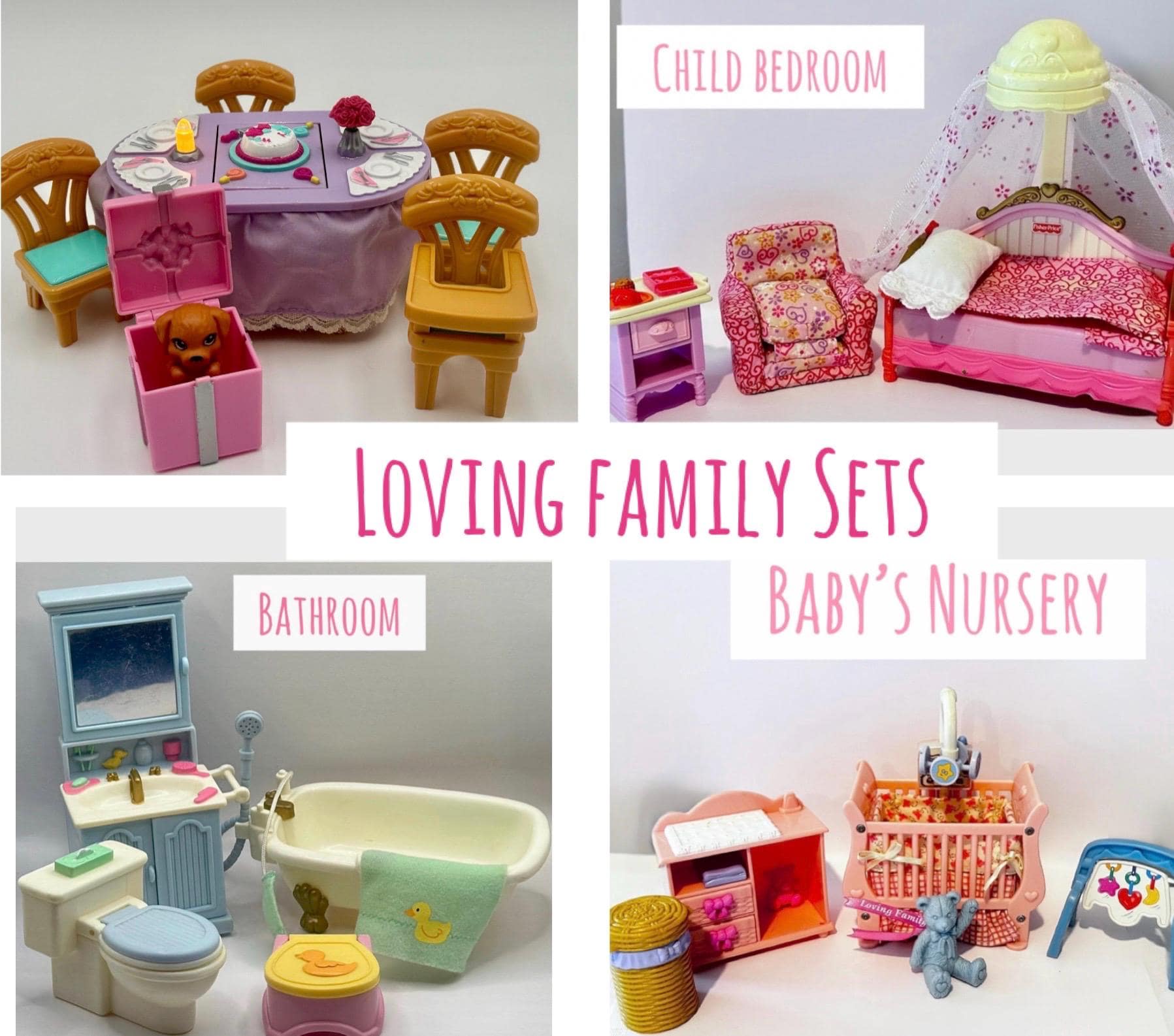 Vintage Fisher-Price Loving Family/Dream Dollhouse Room sets *Pick your own*