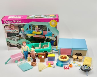 Vintage 1997 Fisher-Price Dream Doll House Car & Camper” #74682 Complete with Extras in Open Box