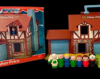 Vintage Fisher-price Play Family Brown House #952 Complete