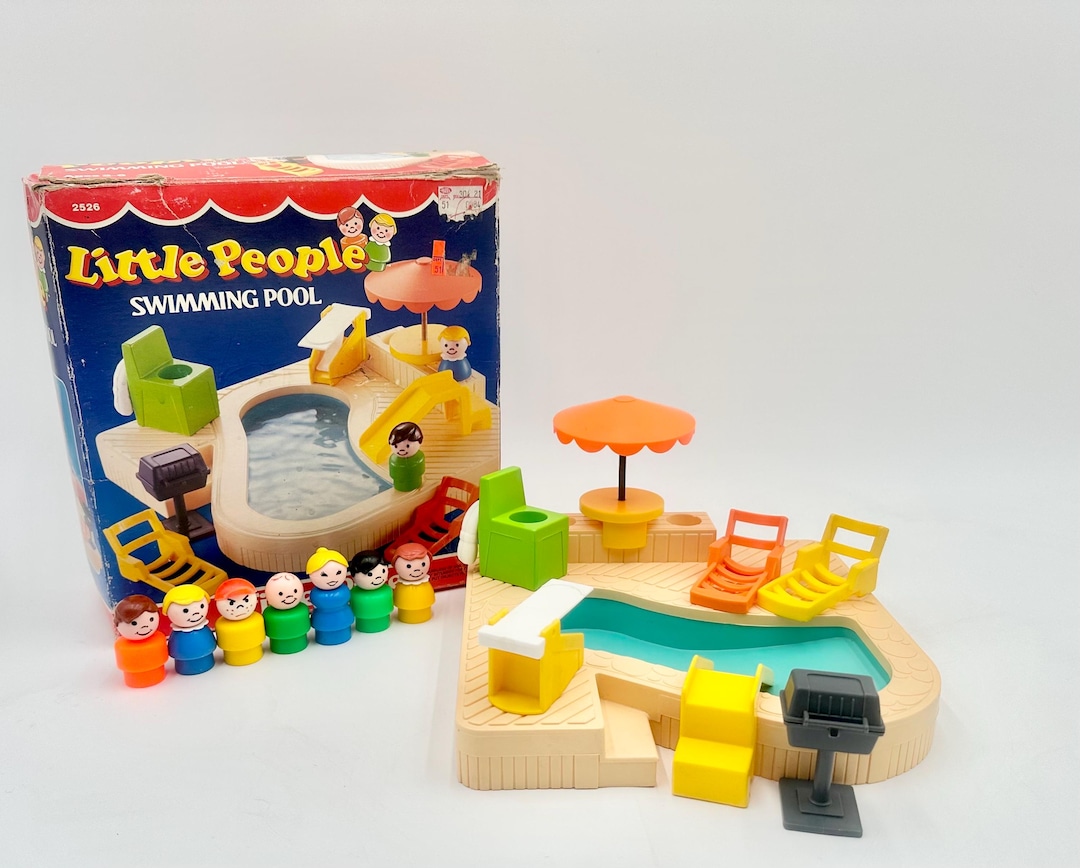 Vintage 1986 Fisher-price Little People Swimming Pool #2526 Complete ...