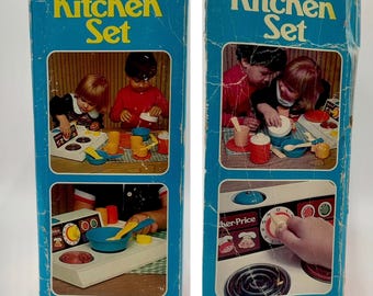 80's Retro Kids Kitchen Vintage 1979 Fisher-price Kitchen Set Complete With  Original Box