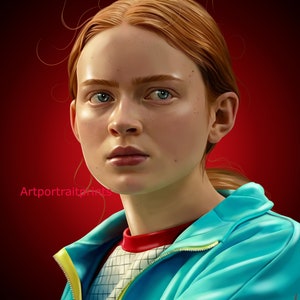 Impresión original de fanart de Max Mayfield de Stranger Things (Sadie Sink)