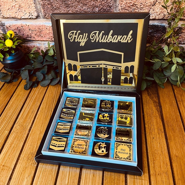 Ramadan Mubarak, Hajj Mubarak Geschenk Schokolade, Einzigartiger Hajj Mabroor Gruß Danke Favor, Hilfe Al Adha Mubarak