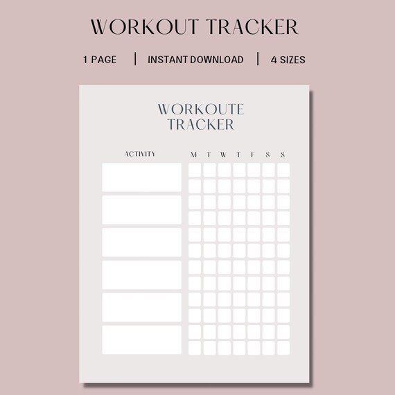 Workout Tracker Printable Daily Exercise Planner Weekly - Etsy