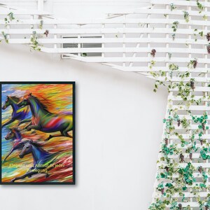 Download artworks/ A4 digital /horses/decoration /living room or your bedroom/vivid colors