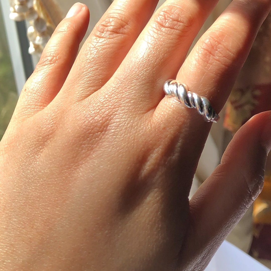 TATIANA☆[Silver925] Croissant Ring Weave Ring Sterling Silver Croissant Ring Silver Croissant