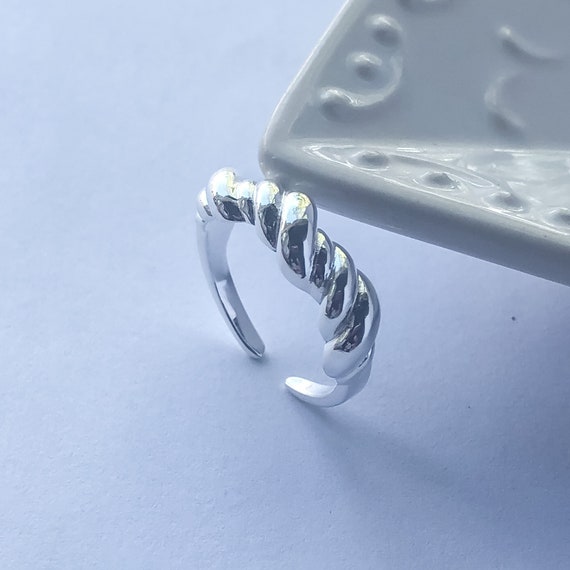 TATIANA☆[Silver925] Croissant Ring Weave Ring Sterling Silver Croissant Ring Silver Croissant