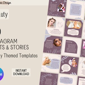 90 Canva Earthtones Beauty Themed Instagram Feed & Stories Templates | Social Media Templates | Instagram Templates | Plum Aubergine Beige