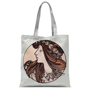 Vintage Art Nouveau Tote Bag, Alphonse Mucha Bag, Vintage Print | Unique Gift for Her, Valentine&#39;s Gift, School Bag, Vintage Bag