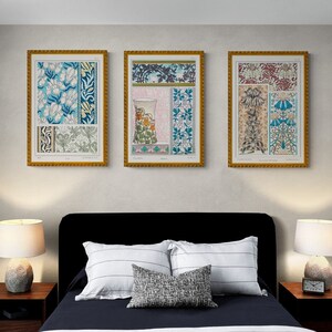 5 Vintage Flower Prints, Art Nouveau Posters, Blue Collection, DIGITAL DOWNLOAD. Vintage Home Decor, Floral Wall Art, Botanical Wall Decor