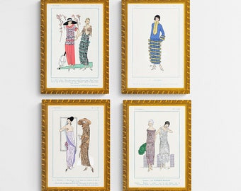 Set of 4 1920s Vintage Prints from Paris Fashion Magazine, Flapper Dress Fashion. DIGITAL DOWNLOAD, Vintage Home Decor,