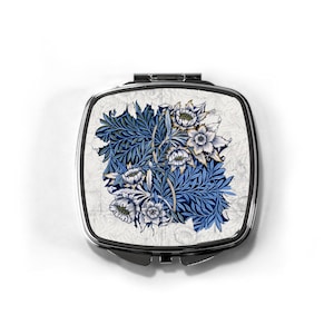 William Morris Tulip and Willow Compact Mirror, Past Times Pocket Mirror, Makeup Vintage Compact. Mother&#39;s Day Gift for Mum, Mom, Grandma