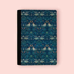 Funda para pasaporte William Morris para mujer, funda de piel sintética con estampado vintage de pájaros, organizador de documentos, regalo para amantes de los viajes
