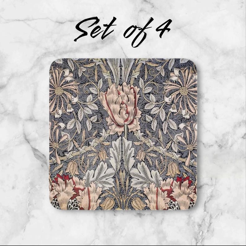 William Morris Honeysuckle and Tulip Coasters - Thumbnail 2