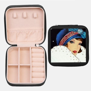 Portagioie da viaggio Art Déco, ragazza flapper vintage. Piccolo portagioielli da donna. Regalo di Natale per la mamma, regalo per la damigella d'onore, compleanno della nipote