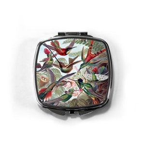Vintage Hummingbird Compact Mirror, Bird Lover Pocket Mirror, Lightweight Compact, Nature Aesthetic, Valentine&#39;s Gift for Wife, Girlfriend