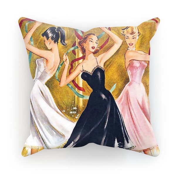 Housse de coussin rétro Dancing Women, Oreiller 60 x 60 x 45 x 45 cm. Décoration d'intérieur bohème, cadeau de pendaison de crémaillère et de mariage, cadeau de danse