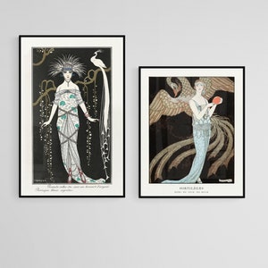 Conjunto de 2 pósteres y láminas Art Déco, George Barbier, Colección Negro y Dorado. DESCARGA DIGITAL, 13x18 cm (postal Art Déco), A5, A4 y mayor tamaño.