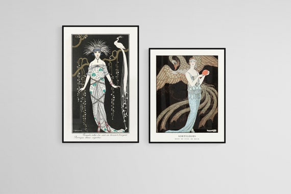 Set of 2 Art Deco Posters and Prints, George Barbier, Black and Gold Collection. DIGITAL DOWNLOAD, 5x7 (Art Deco Postcard), A5, A4, & Larger