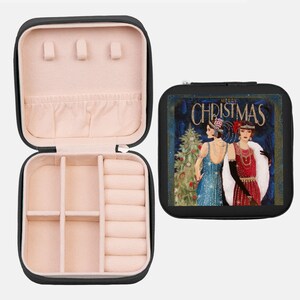 Portagioie da viaggio Art Déco natalizio, piccolo portagioielli da viaggio per donna. Regalo di Natale per la nipote, imbottitura per calze, regalo per la mamma, conservazione