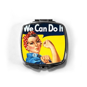 We Can Do It Compact Mirror, Rosie the Riveter, War Time Poster, Past Times Pocket Mirror, Vintage Compact, Girl Power Motivational Slogan.
