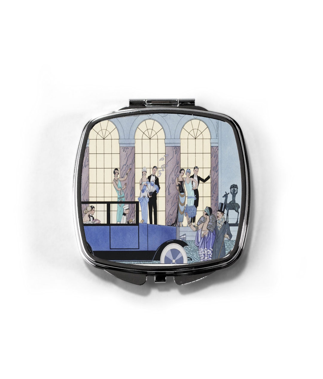 Roaring 20s Art Deco Compact Mirror, Vintage Print Pocket Mirror