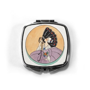 Fan Girl Vintage Compact Mirror, Noritake Factory Compact, Past Times Pocket Mirror, Makeup Vintage Compact. Mother&#39;s Day Gift for Mum, Mom