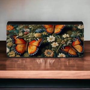 Sac à main vintage floral Cottagecore pour femme, portefeuille papillon et fleur pour femme, cuir végétalien, art botanique. Cadeau d'anniversaire pour elle
