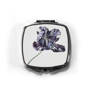 19th-Century Vintage Tulip Print Compact Mirror, Past Times Handbag Mirror, Lightweight Compact. Mum Gift, Flower Gift for Her