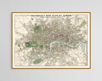Old London Map, Vintage Whitbread Map, Historical Victorian GICLEE PHYSICAL PRINT A4 A3. Living Room Wall Art, Dad Gift, Londoner Gift