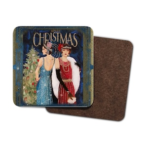 Confezione da 4 sottobicchieri Art Déco, set di sottobicchieri natalizi, regalo di Natale ideale o decorazione per la tavola festiva / regalo per la mamma, regalo per lei