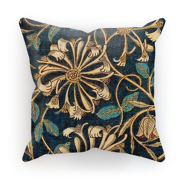 Honeysuckle William Morris Cushion Cover, Accent Throw Pillow 45x45 or 60x60cm in Suede or Satin. Cottagecore Vintage Decor, Home Gift