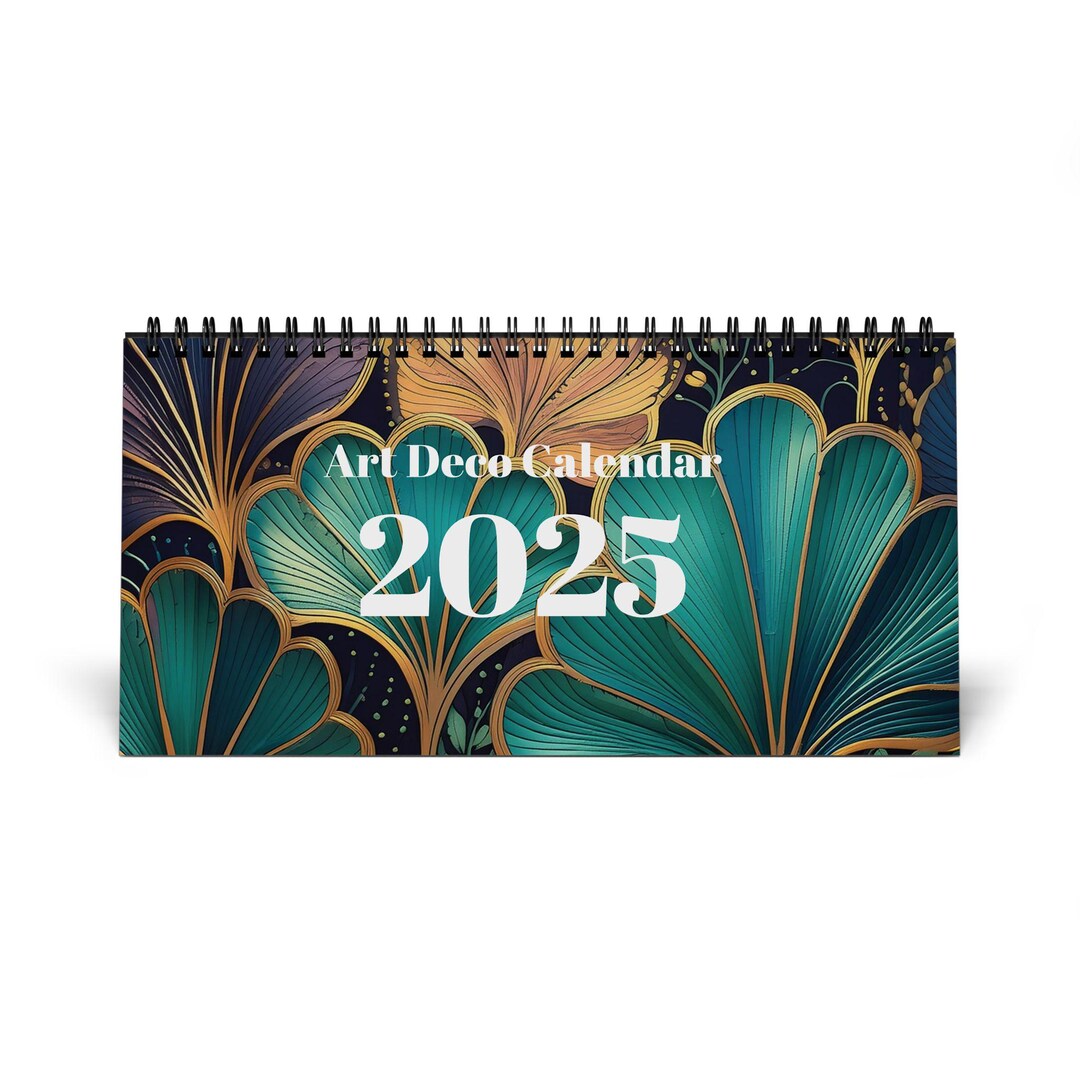 Art Deco Desk Calendar, 2025 Calendar, Month in Grid. Vintage Free